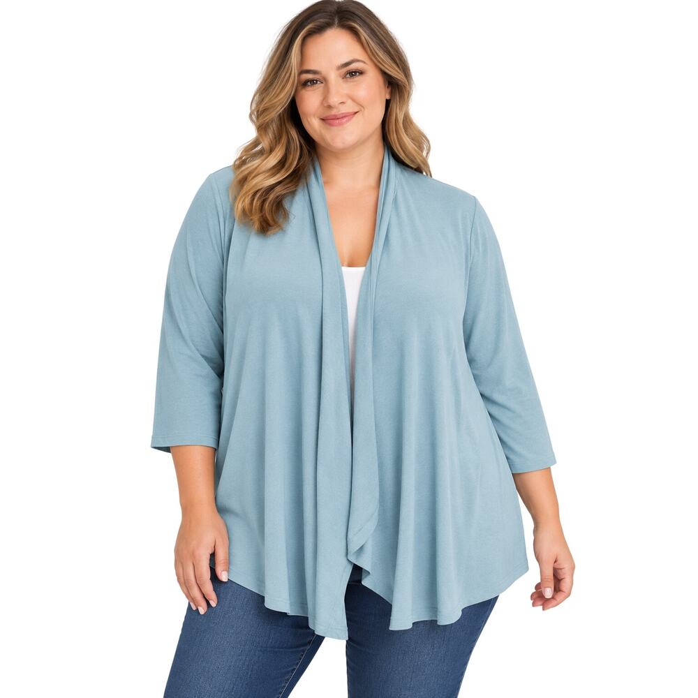 NWT charter club sz 0X baby blue open assymetrical hem cardigan office sweater